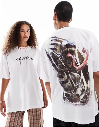 Marvel unisex oversized t-shirt with graphic Venom prints in white