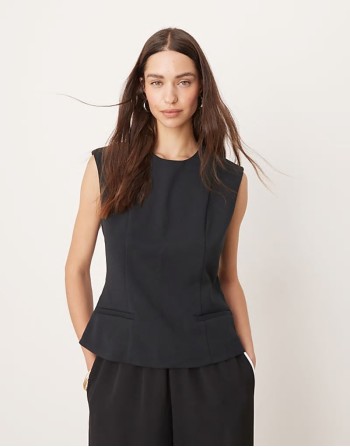 longline tailored top in black