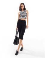 ribbed vest in black white stripe