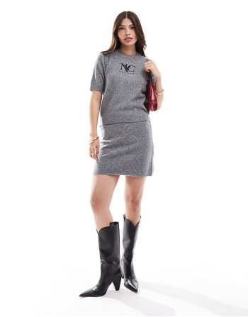 co-ord knitted mini skirt in grey