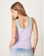 all star ribbed tank top in lilac and green