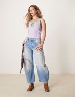 all star ribbed tank top in lilac and green