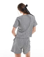 front tie top co-ord in gingham