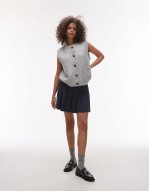 knitted oversized crew pocket waistcoat in grey