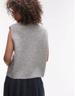 knitted oversized crew pocket waistcoat in grey