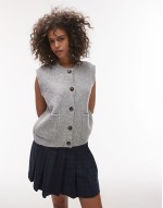 knitted oversized crew pocket waistcoat in grey