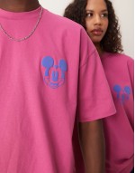 Disney unisex boxy oversized t-shirt with Mickey Mouse puff prints in pink