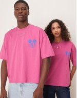 Disney unisex boxy oversized t-shirt with Mickey Mouse puff prints in pink