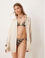 Blake broderie linen blend beach co ord in stone