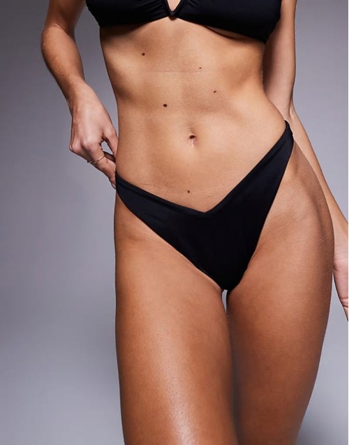 mix and match v high leg hipster bikini bottom in black  - BLACK