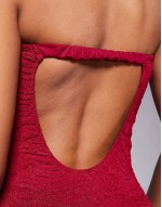 Maria textured bandeau swimsuit in burgundy