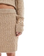 cable knit mini skirt co-ord in camel