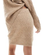 cable knit mini skirt co-ord in camel