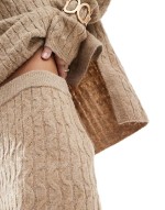 cable knit mini skirt co-ord in camel