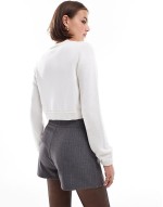 wrap skort in grey pinstripe