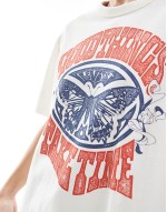 oversized t-shirt with butterfly print in white