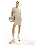 supersoft turn back cuff mini sweat dress in oat