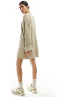 supersoft turn back cuff mini sweat dress in oat