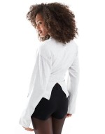 corset waist long sve tee in ice marl