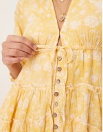 pappiet chintzy floral button midi dress in sunshine yellow