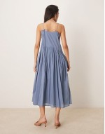 dropped waist midi dress in boyfriend blue
