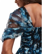 mini dress in blue floral