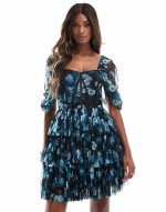 mini dress in blue floral