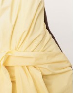 structured halter maxi dress with drape detail in lemon