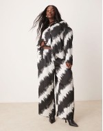 Curve plisse relaxed shirt and trousers co-ord in mono print