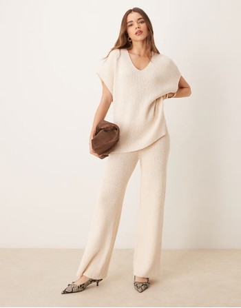 rib knit co-ord in cream