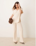 rib knit co-ord in cream
