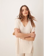 rib knit co-ord in cream