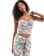 co-ord printed crinkle set in purple floral